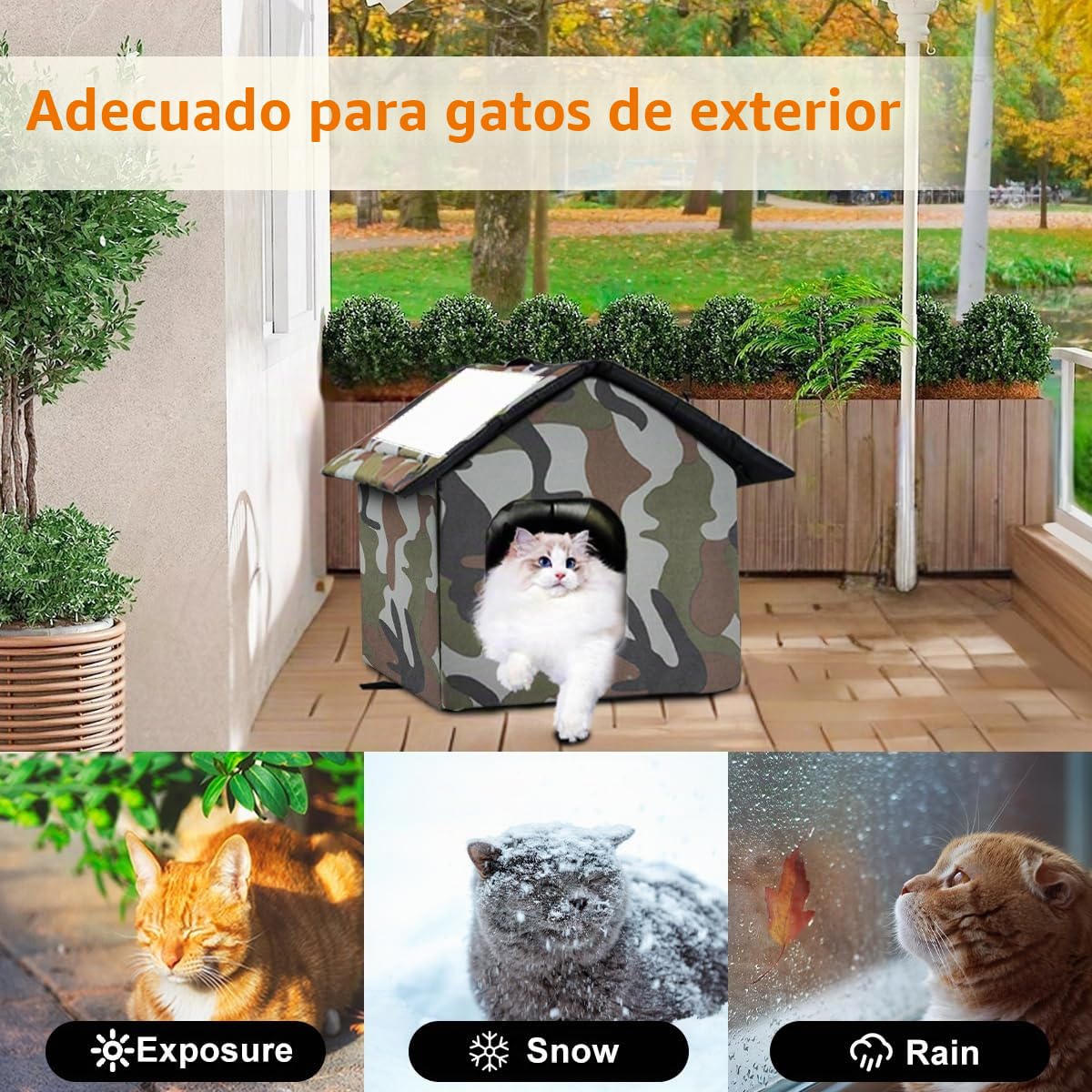 Casa para Gatos, Cama Gato Cueva Resistente Al Calor y Al Frío, Fácil de Limpiar, Casa para Gatos Exterior para Gatos y Perros Callejeros 35 X 36 X 39cm