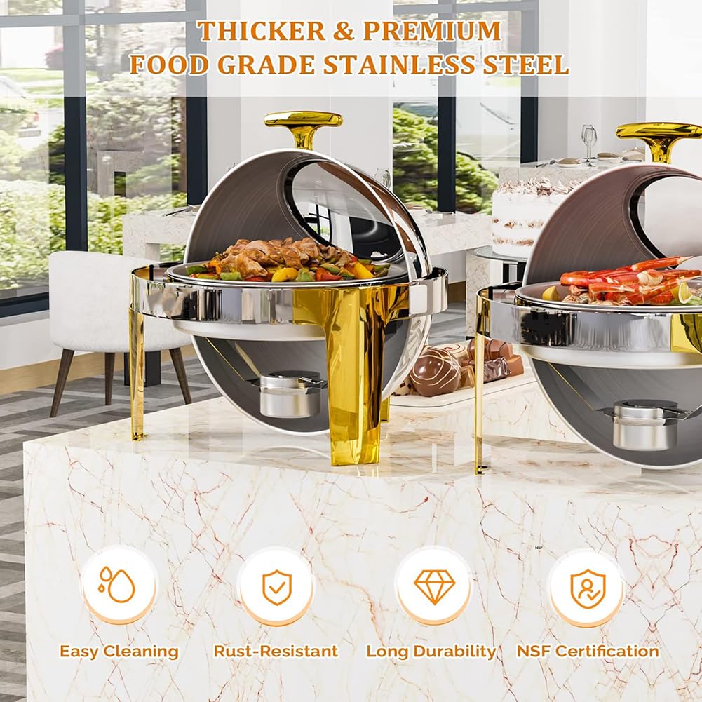 Calentador de Buffet Enrollable de Acero Inoxidable con Ventana de Vidrio, Cuenta con Placas aisladas Tanto para el frío como para el Calor, Adecuado para Banquetes y Fiestas,A