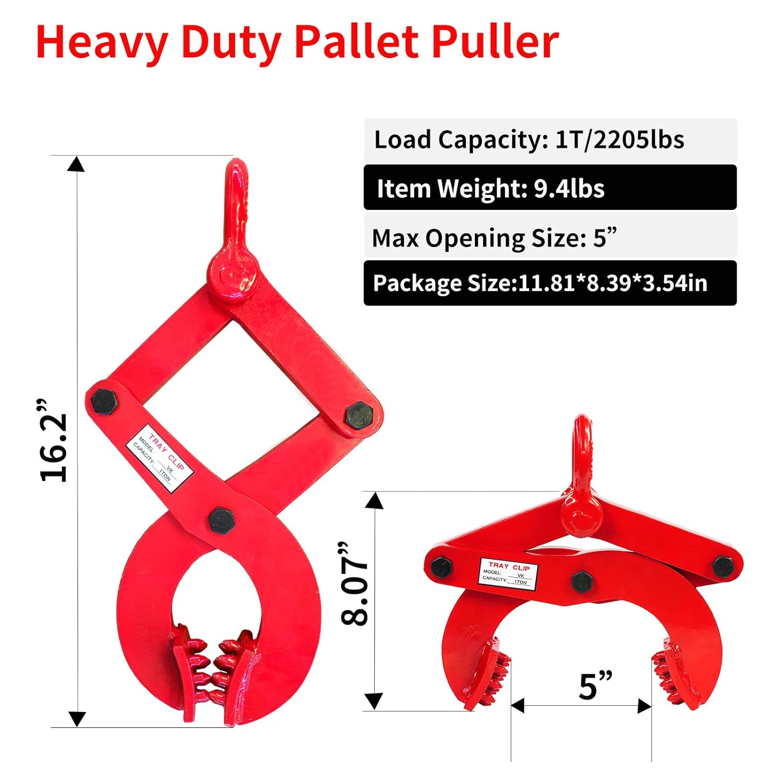 Pallet Puller 1T Pallet Grabber,5 Inch Opening,2205Lbs,Stump Puller Pulling Hoisting