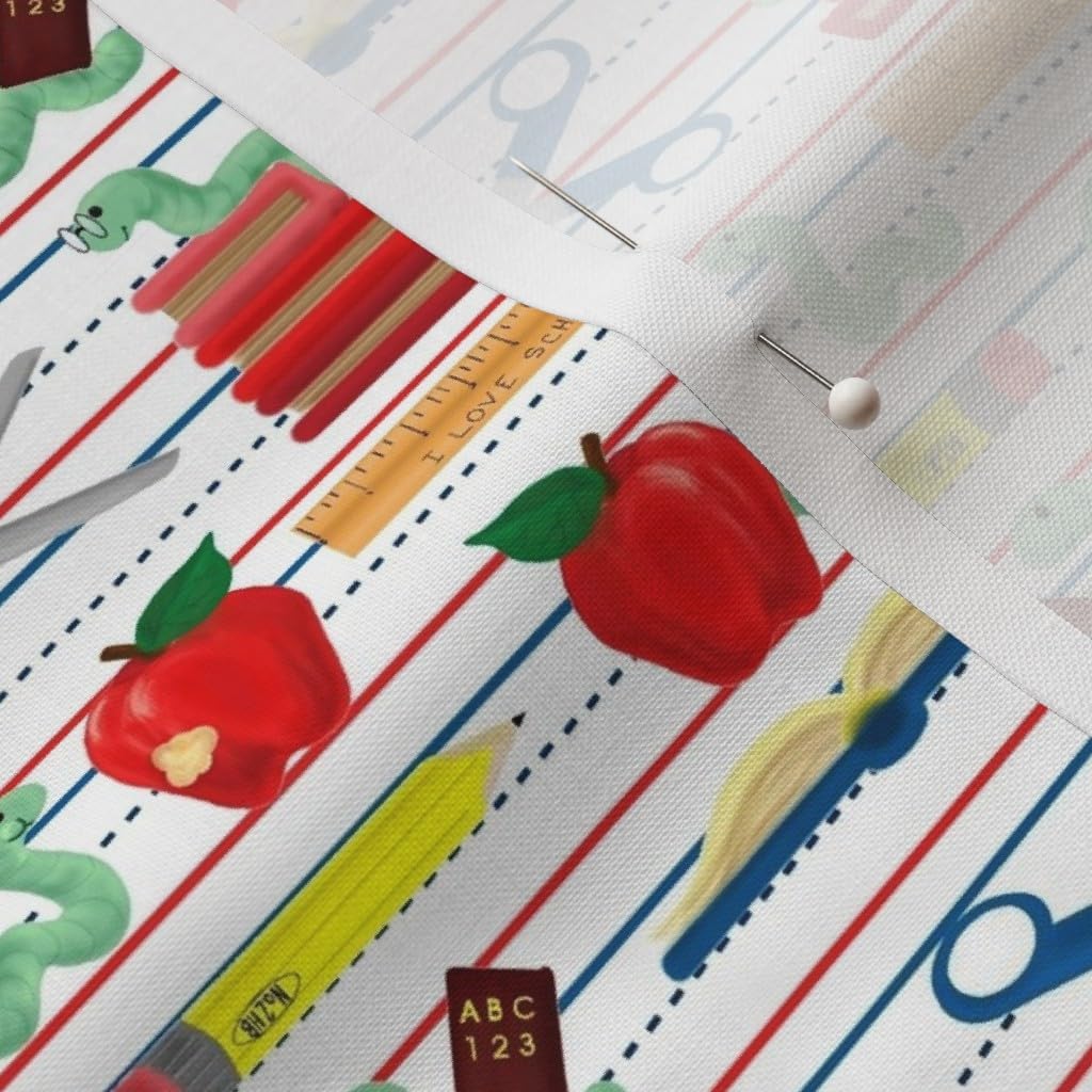 Spoonflower Fabric - School Kids Book Back Teacher Classroom Scissors Printed on Petal Signature Cotton Fabric by The Yard - Sewing Quilting Apparel Crafts Decor