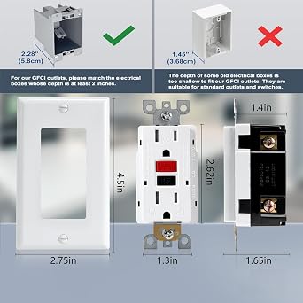 GFCI Outlet, Weather & Tamper Resistant Outlets, UL Listed Self Test GFI Receptacle, Outdoor or Indoor, 15 Amp (5 Pack)