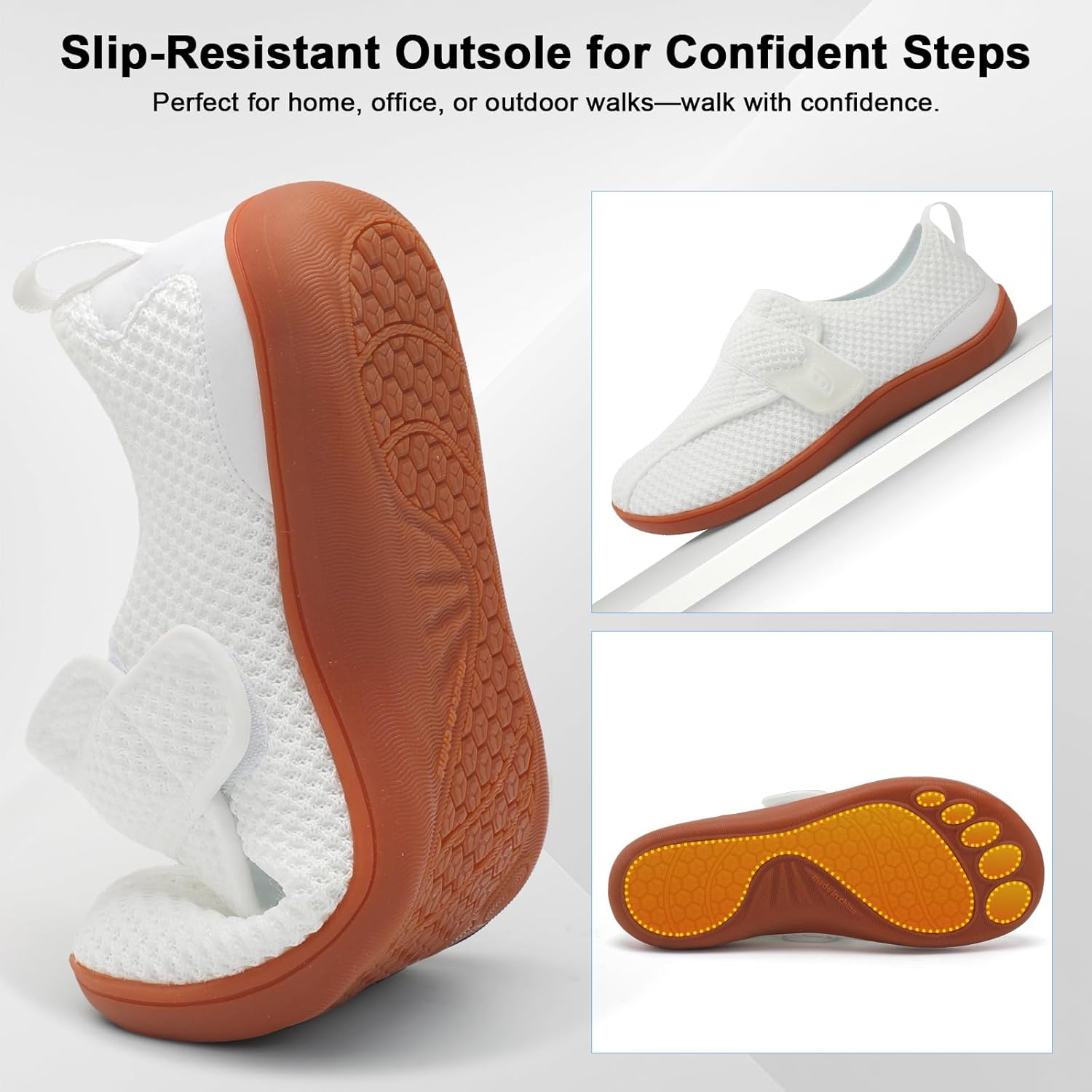 JOINFREE Diabetic Wide Walking Shoes for Women & Men with Adjustable Upper, Zero Drop Non Slip Casual Sneakers Comfortable for Edema, Arthritis, Swollen Feet & Elderly - Image 7