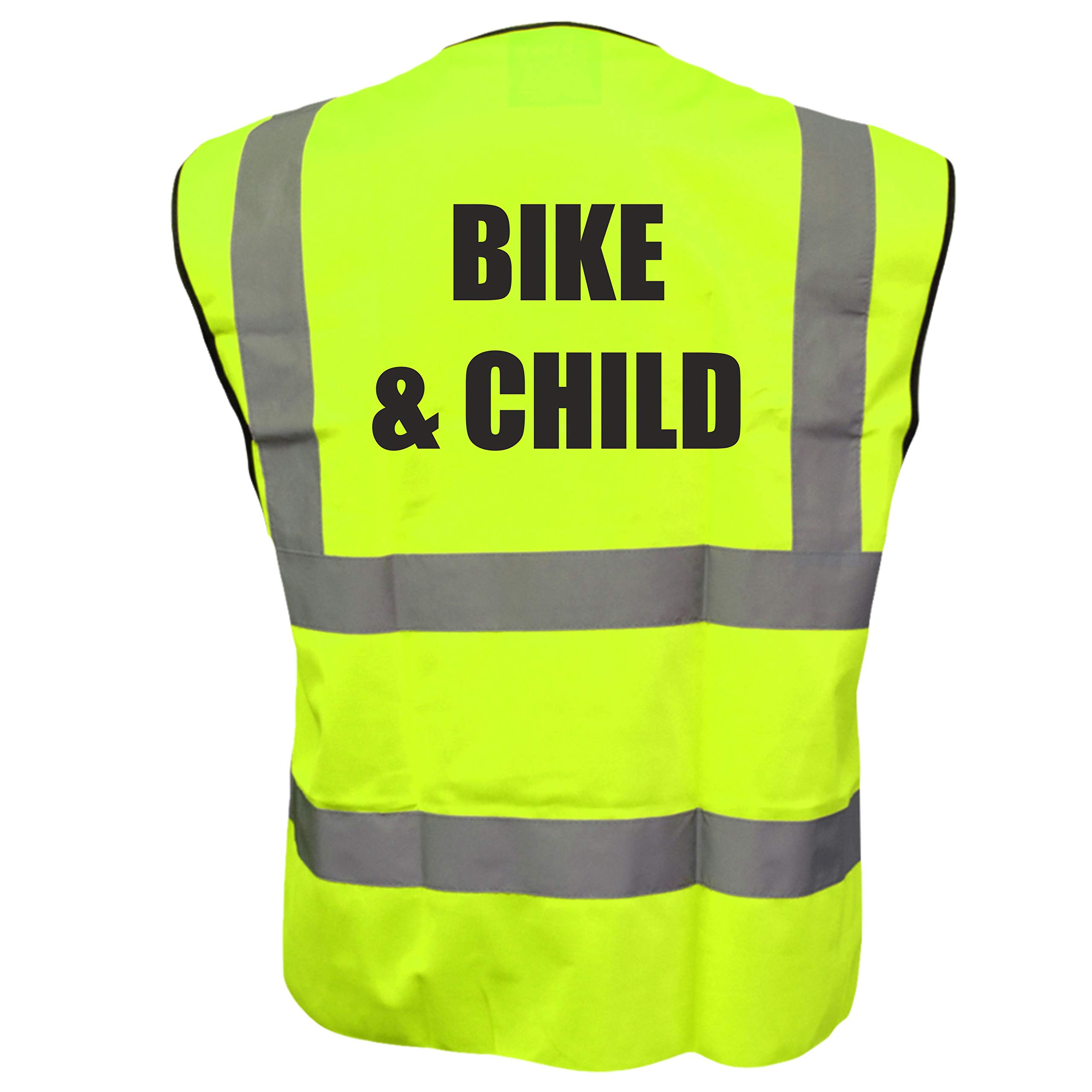 BIKE & CHILD Hi Viz Vis Vest Cycle Bike Reflective Waistcoat Jacket Safety Road Safety Visibility Small