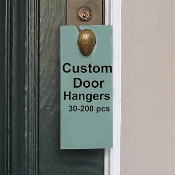 Custom Door Hangers for Business, 3.5 * 8.5 in, 30-200 pcs, 18 pt Thick Paper,Upload Your Design