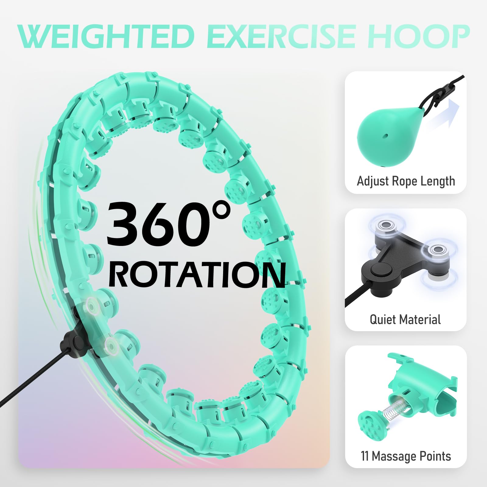 JLoibao Cercle de cerceau lesté pour perte de poids pour adultes, cerceau de fitness Infinity grande taille 130 cm avec ceinture de sudation, comprend 27 liens amovibles et un entraîneur de taille