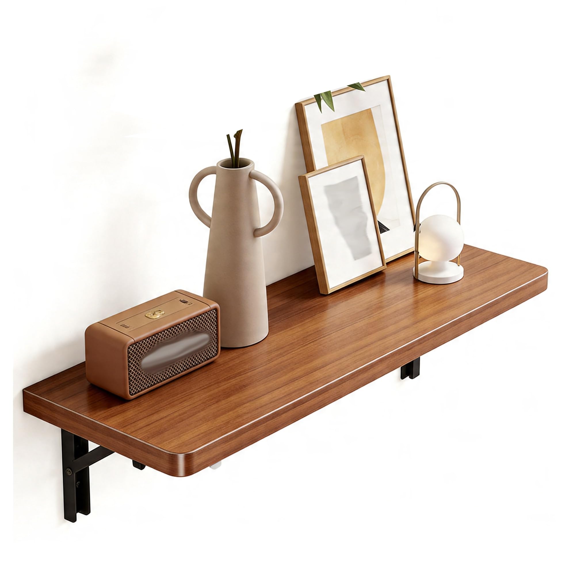 Étagère murale pliante cuisine et bar bois teck de 80cm