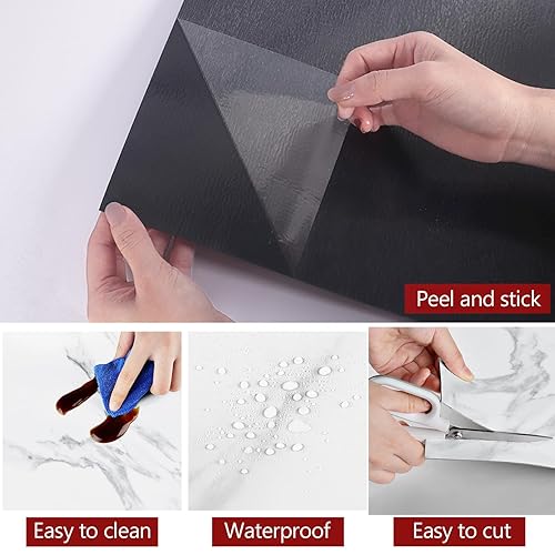 Miniatura 8 de WESTICK Azulejos de suelo blancos para despegar y pegar, 20 azulejos de mármol para despegar y pegar, impermeables, suelos de vinilo autoadhesivos