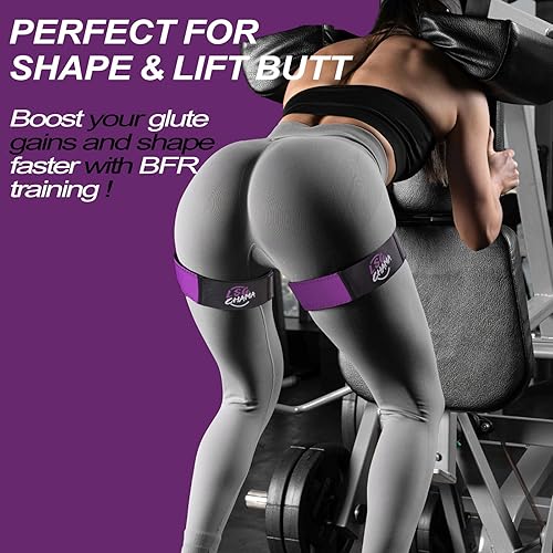 Miniatura 3 de Bandas de resistencia BFR para mujeres, bandas de ejercicio de entrenamiento de glúteos, equipo de entrenamiento de fitness Púrpura,Rojo