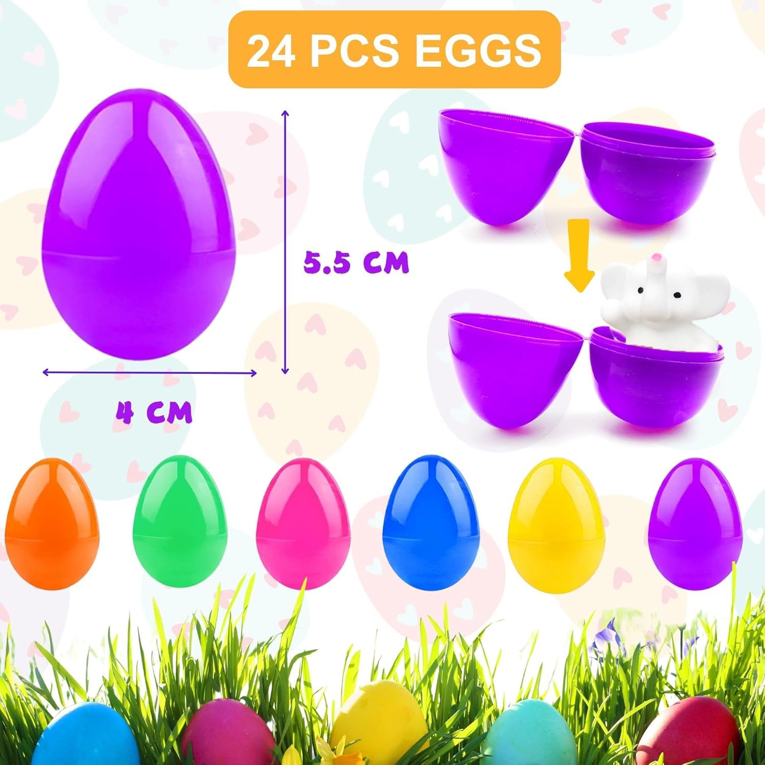 Uova Di Pasqua Preriempita Con 24 Pezzi Di Mini Mochi Toys, 24 Pezzi Uova Di Plastica Colorate Piene Di Giocattoli,Antistress Mochi Toys, Caccia All'Uovo Di Pasqua,Regalo Bambini Pasqua