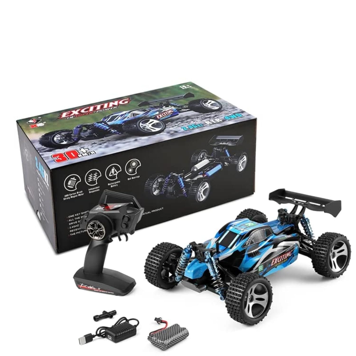 WLTOYS high speed rc car 184011 2.4G 4WD RC Car 1/18 Brush Motor Vehicle Models High Speed 30km/h Climbing Drift Off Road Toy (184011 2B)