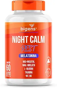 Night Calm Rest Melatonina, mio-inositol, Magnésio Quelato, L-Glicina, Taurina e Vitamina B6, Biogens (Unidade)