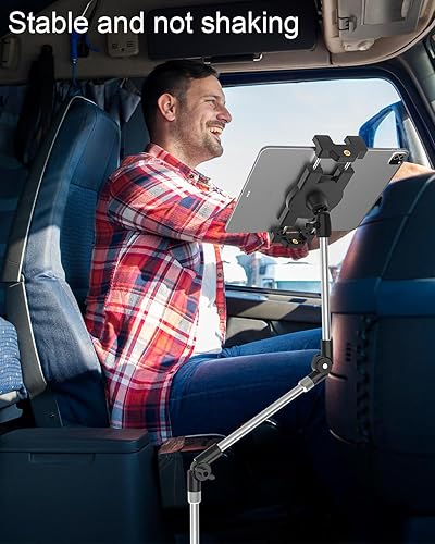 Miniatura 5 de EXSHOW Soporte y soporte para tablet para riel de asiento de automóvil  Resistente para cochecamión  Ángulo y altura ajustables