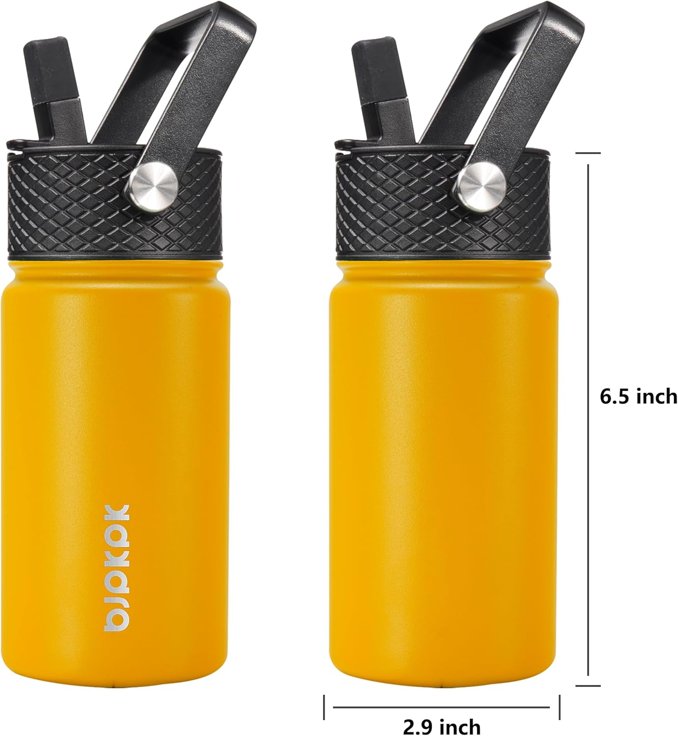 BJPKPK Water Bottle with Straw Lid, 15 oz Insulated Water Bottle, Stainless Steel Metal Water Bottles, Reusable Leak Proof BPA Free Thermo, Flask, Cups,Macaron-Orange - Image 2