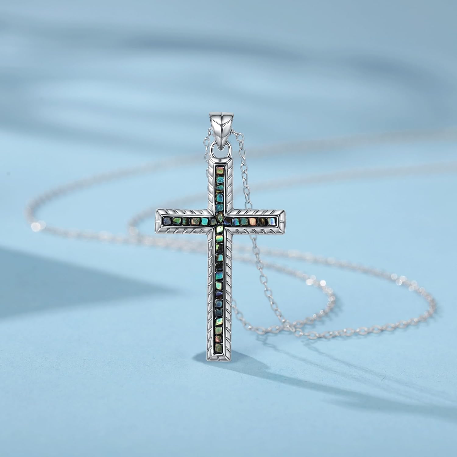 Cross Necklace for Women Sterling Silver Religious Christian Simple Pendant Jewelry Baptism Gifts for Men Mom Wife Friends Daughter