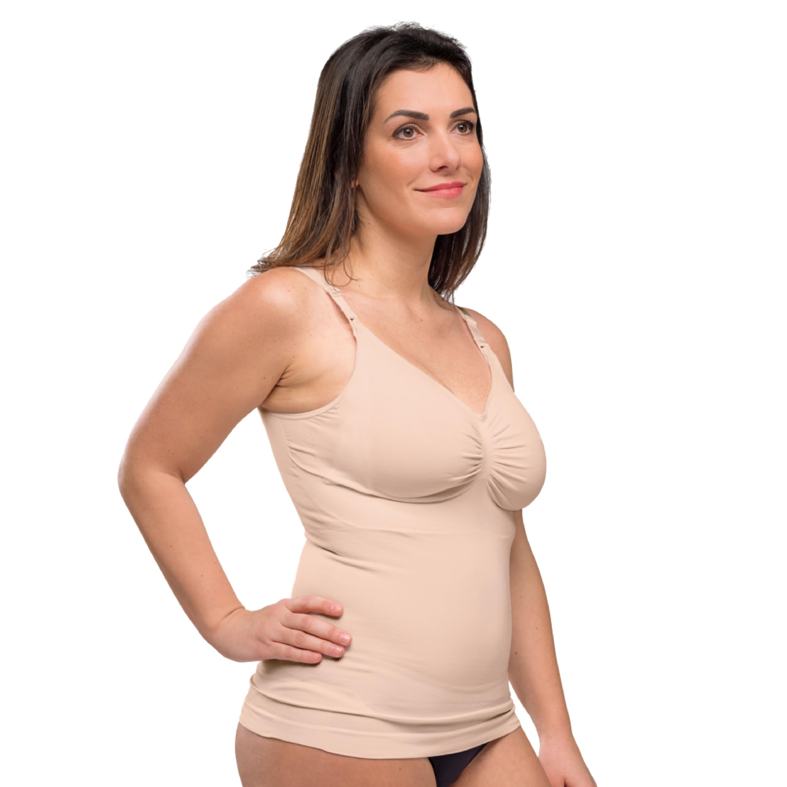 Carriwell Débardeur d’Allaitement sans Coutures | Clips d’Ouverture à Une Main, Tissu Doux, Bonnets Extensibles x2, Soutien Confortable & Élégant Pendant l’Allaitement & Le Post-Partum | Tailles S-XL