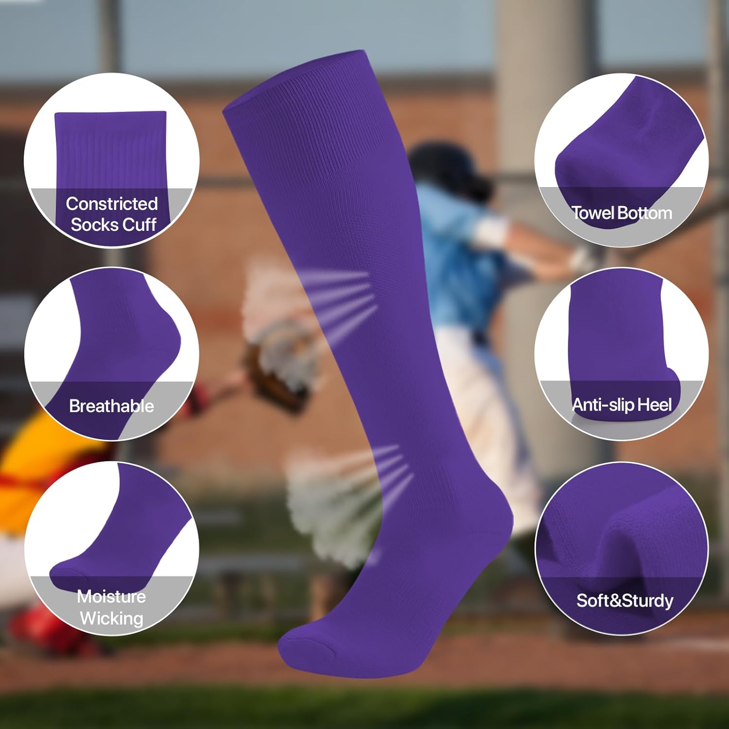 Youth Adult Baseball Softball Socks and Belt Combo, Athletic Cushioned Socks for Boys Girls Men Women - Image 5