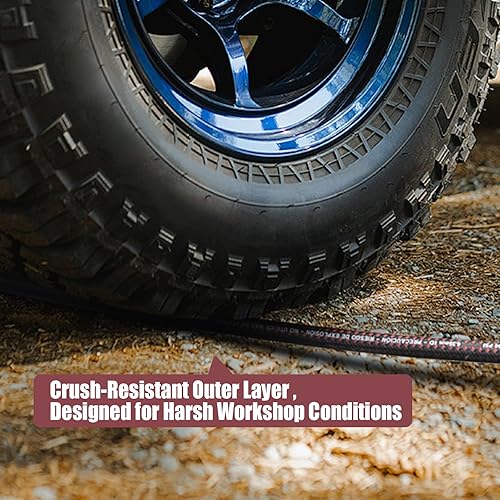 Miniatura 5 de Manguera de aire híbrida de 1/4 pulgadas × 25 pies, manguera de compresor de aire industrial de 600 PSI con accesorios MNPT giratorios de 360° en