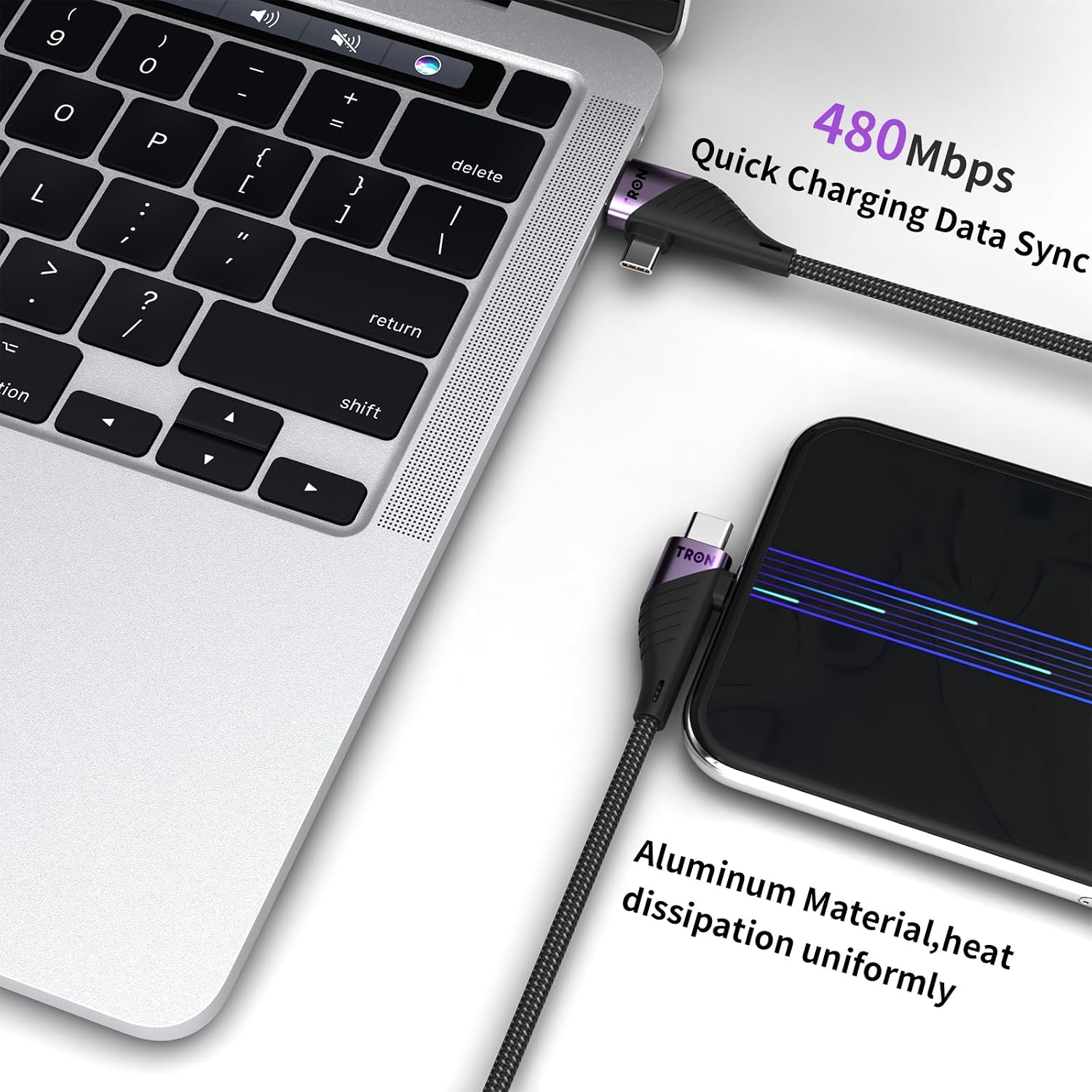 4 in 1 充電ケーブル (USB-C、ライトニング、USB)、TR62 【キングテック】 スマートフォン、タブレット、パソコン、カメラ用