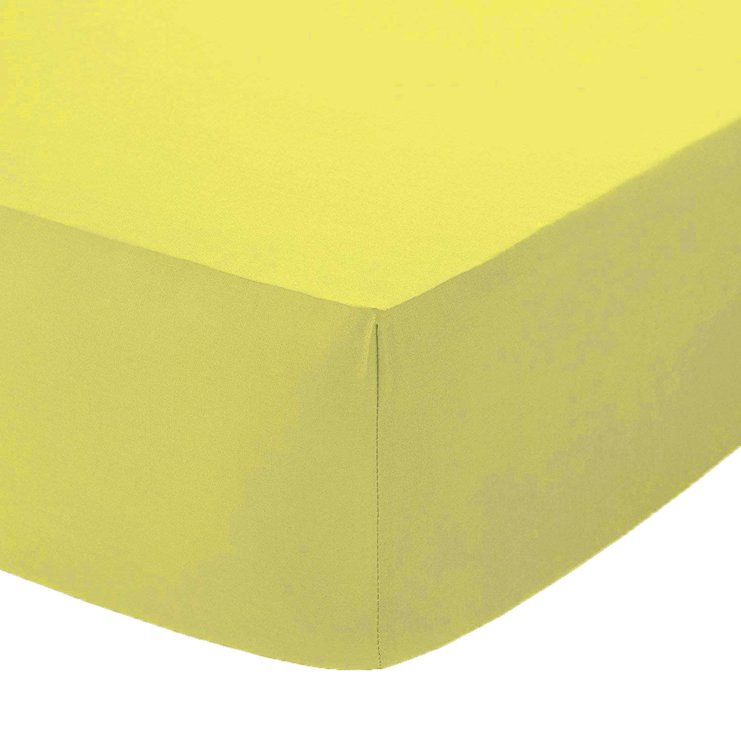 Amigozone Lemon Non Iron Pollycotton Percal Quality Plain Fitted Sheet Or Pillow Cases (4Ft Small Double, )