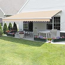 Manual Retractable Awning Aluminium Waterproof Polyester 3 x 2.5 m Beige