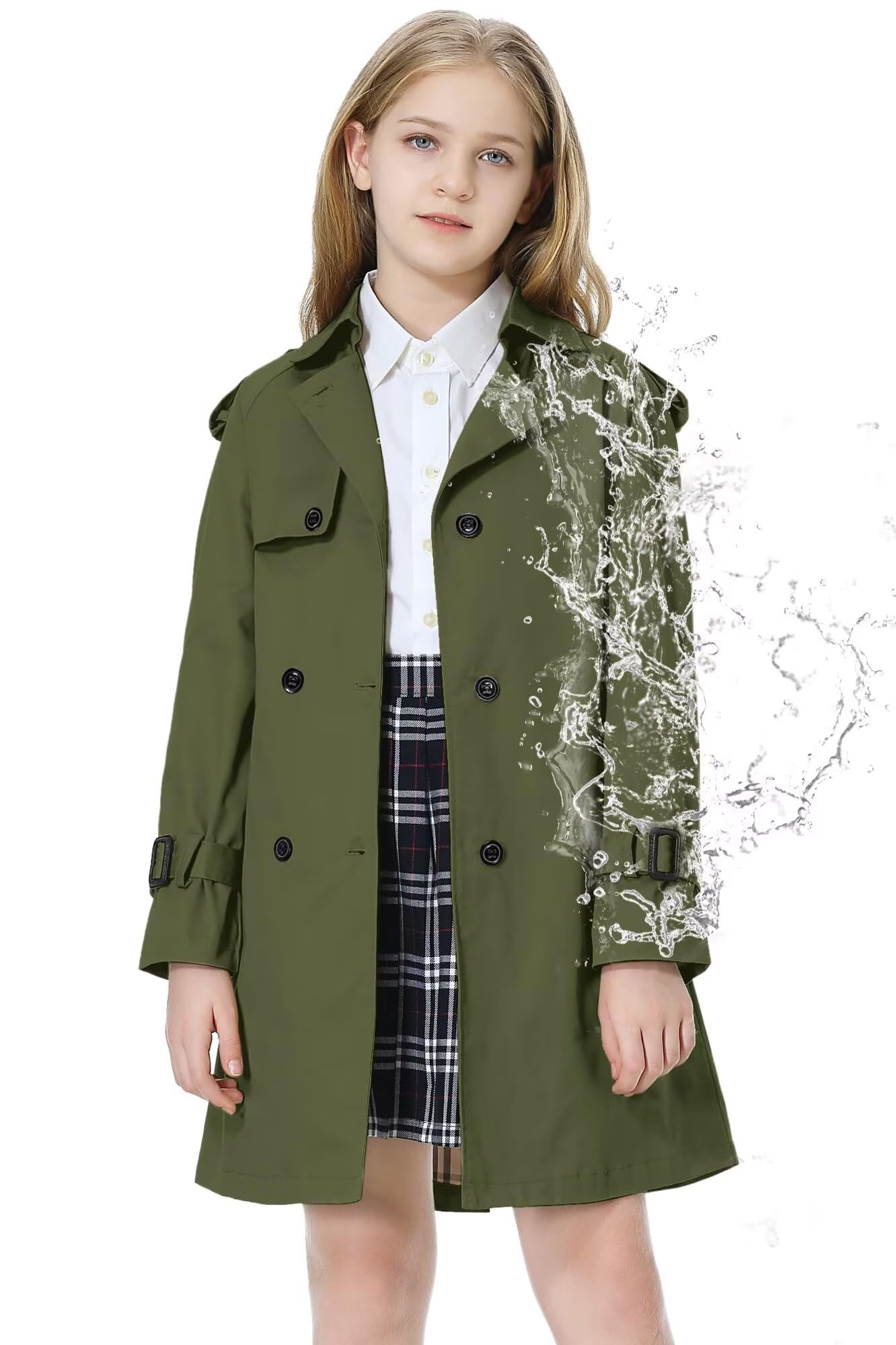 Betusline Girls Trench Coat Double Breasted Outerwear Raincoat