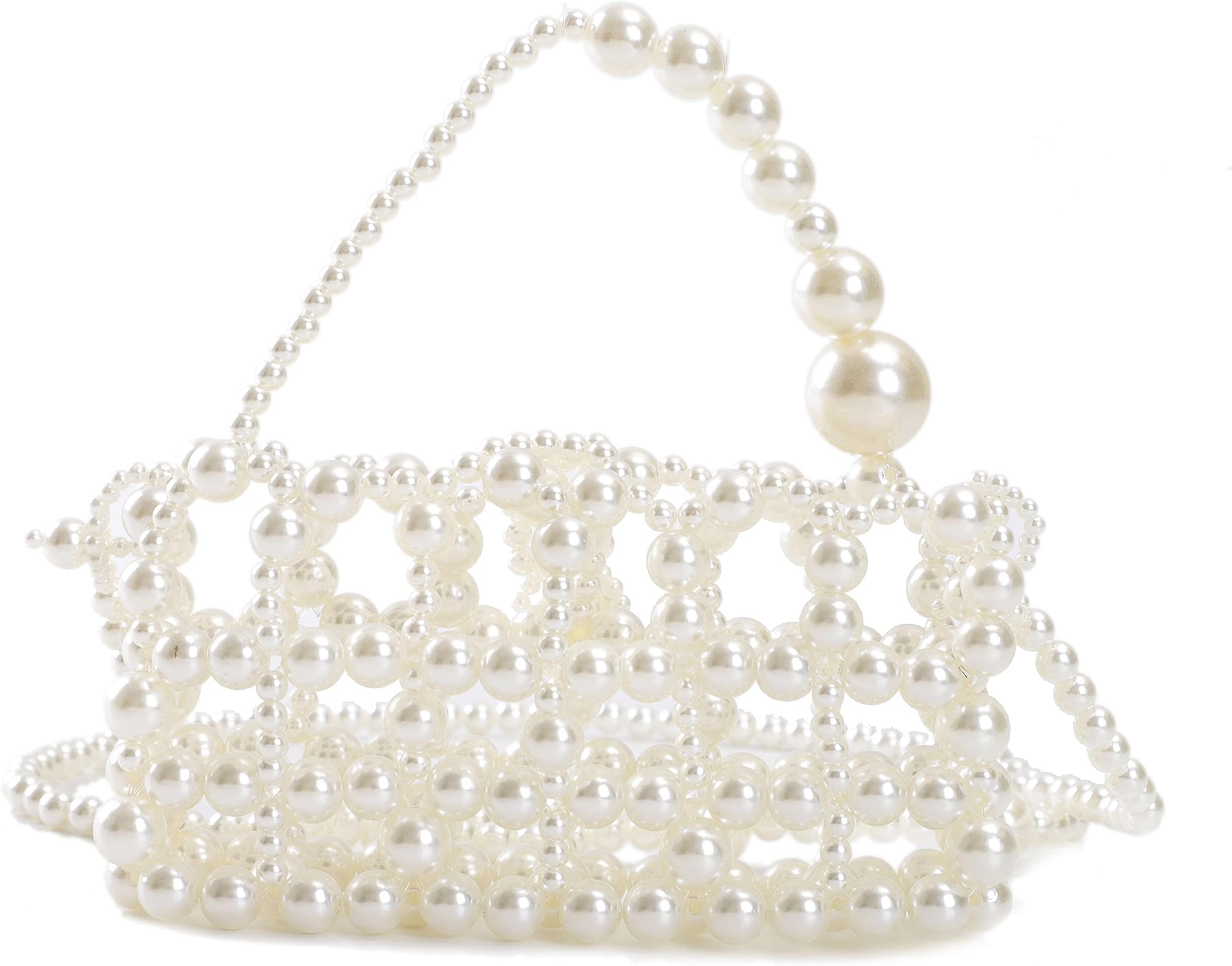 YUSHINY Women Acrylic Pearl Beaded Handmade Crossbody Hollow Evening Cellphone Bag