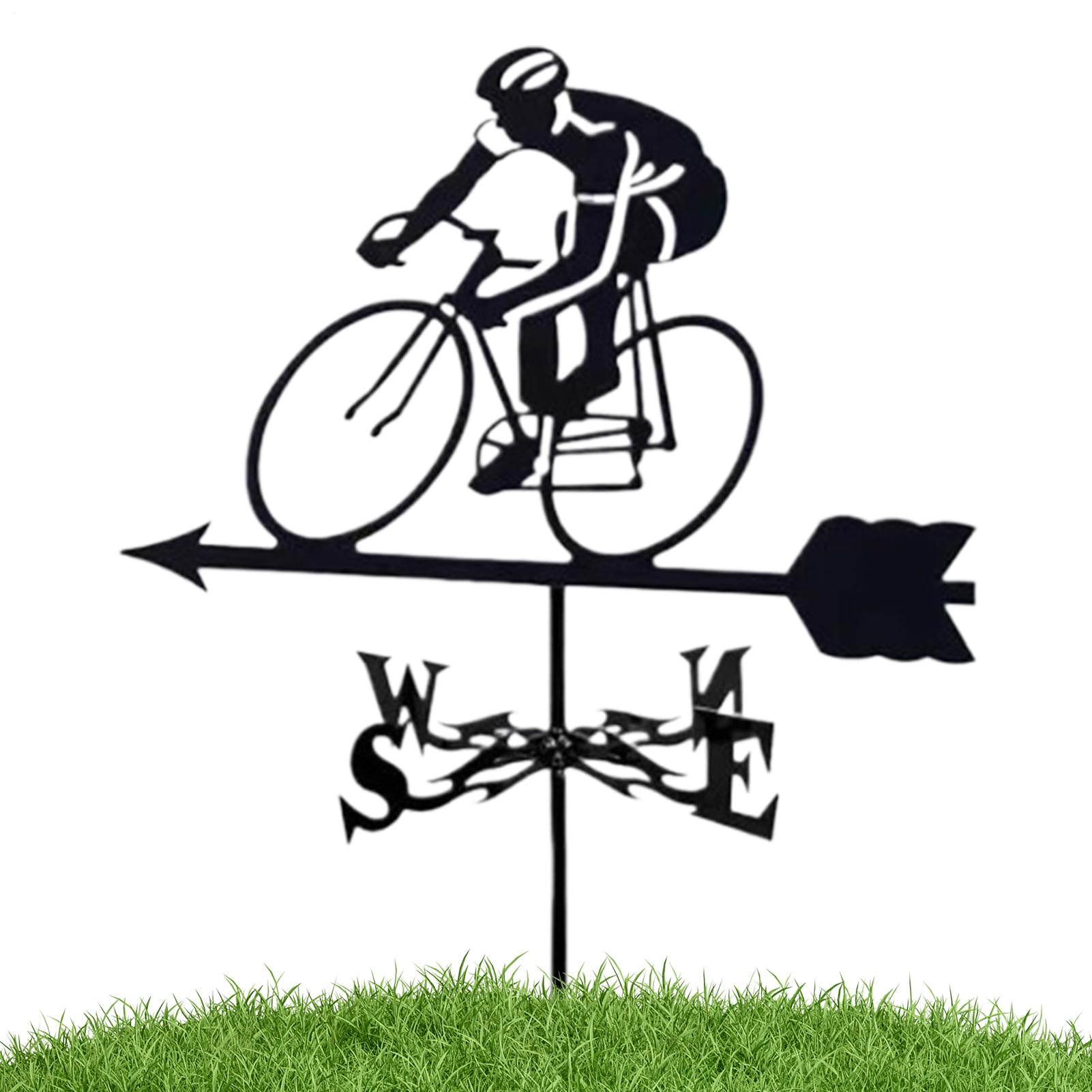 Girouette de jardin cycliste en métal pour toit et clôture