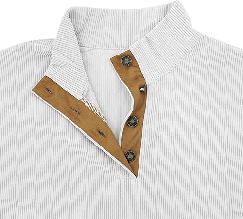 Miniatura 3 de EELHOE Camisas de pana para hombre, estilo casual, cuello de solapa, con botones, cuello alto, manga larga, suéteres tipo polo casuales