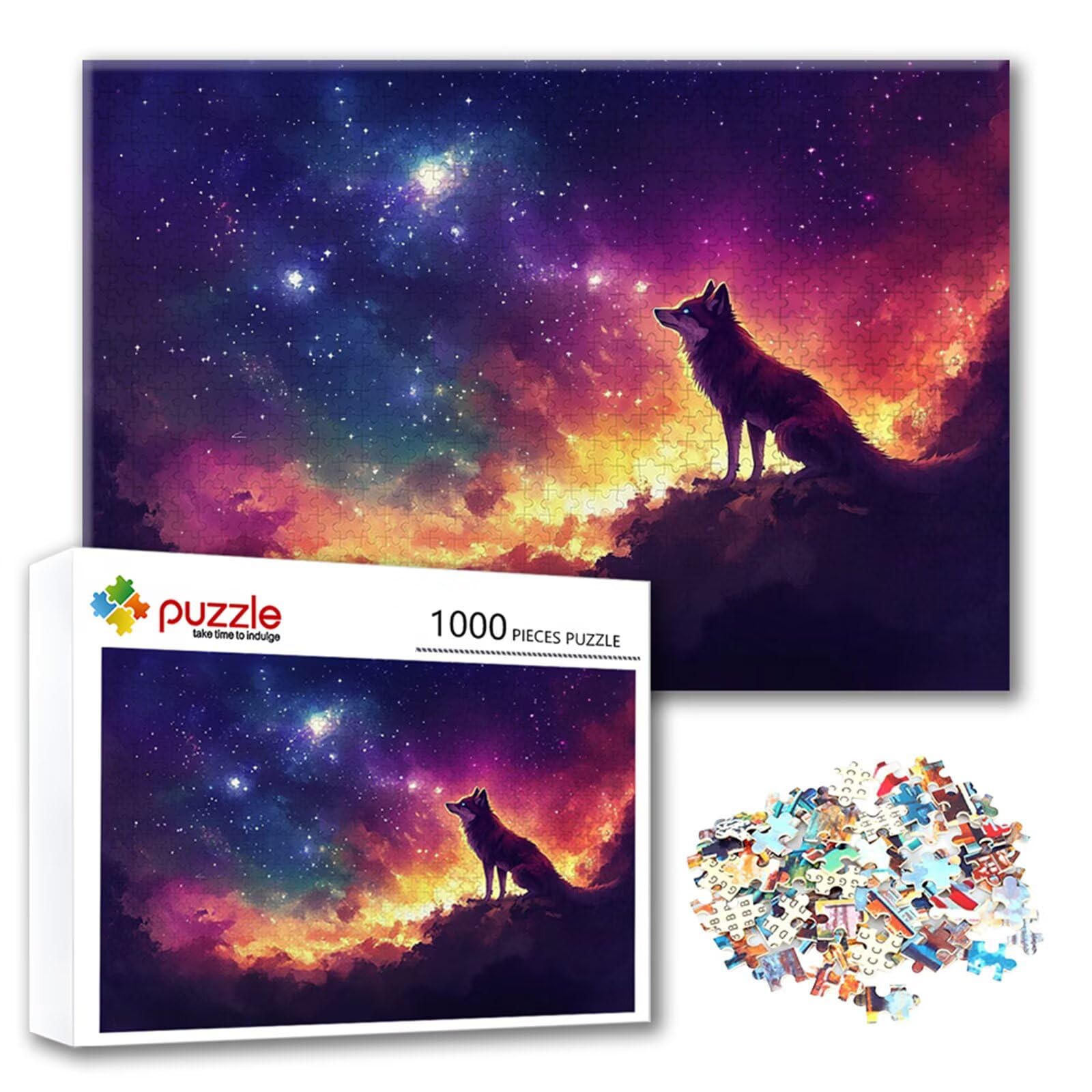 Puzzle ze zwierzętami 4000 sztuk wilk, niemożliwe łamigłówki, drewniane układanki dla dorosłych układanki, gry logiczne dla całej rodziny z redukcją ciśnienia, prezenty dla kobiet mężczyzn O-0