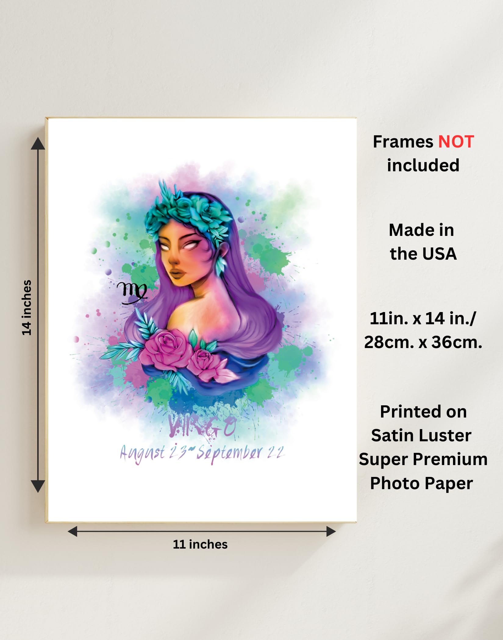 Amazon.com: H+CO Inspired Virgo Zodiac Sign – The Virgin, Colorful