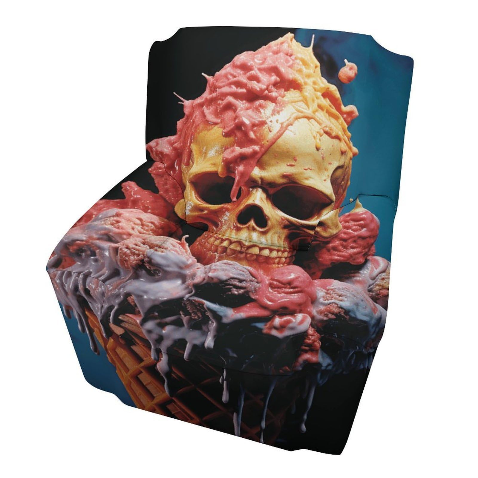 Fodpand Style Egg Rolls And Skulls Sofa Cover Soft 1 Seater Sofa Slipcover For Pets Washable,Couch Cover With Elastic Straps Furniture Protector
