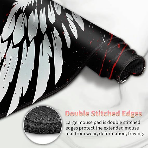 Playmat for MTG with Zones (2 Pack), Card Game Mat Non-Slip Rubber Base and Stitched, 24 x 14 inch TCG Play Mat for MTG and Other Card Games, Red Black Wings