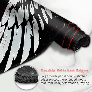 Playmat for MTG with Zones (2 Pack), Card Game Mat Non-Slip Rubber Base and Stitched, 24 x 14 inch TCG Play Mat for MTG and Other Card Games, Red Black Wings