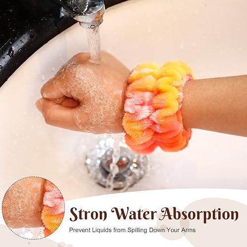 Miniatura 4 de Toallas de muñeca ajustables y absorbentes reutilizables para lavado de cara y spa, 8 bandas de algodón para mujeres y niñas
