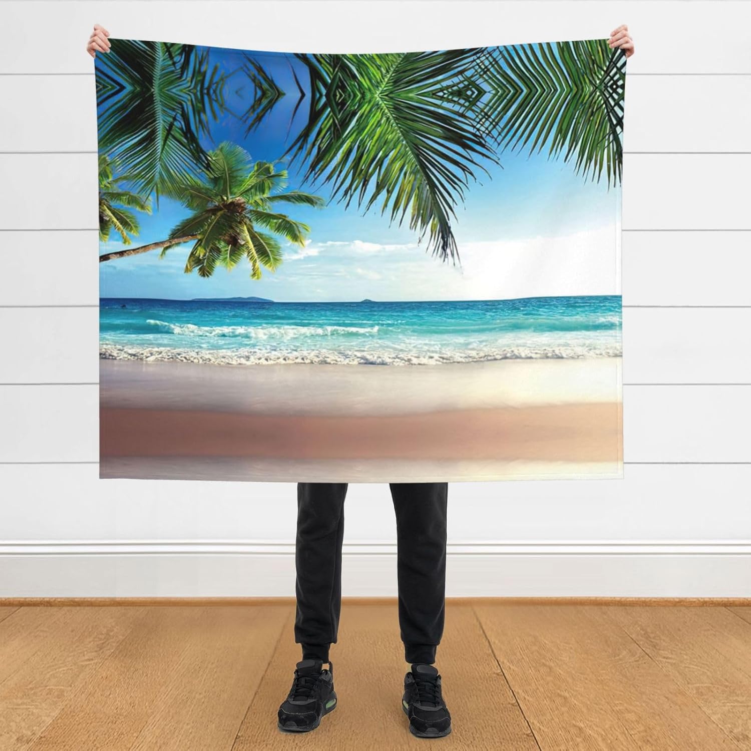 Tropical Palm Tree Hawaii Beach Print Cozy Soft Blankets Warm 50x60 in Lightweight Blanket for Camping Travel