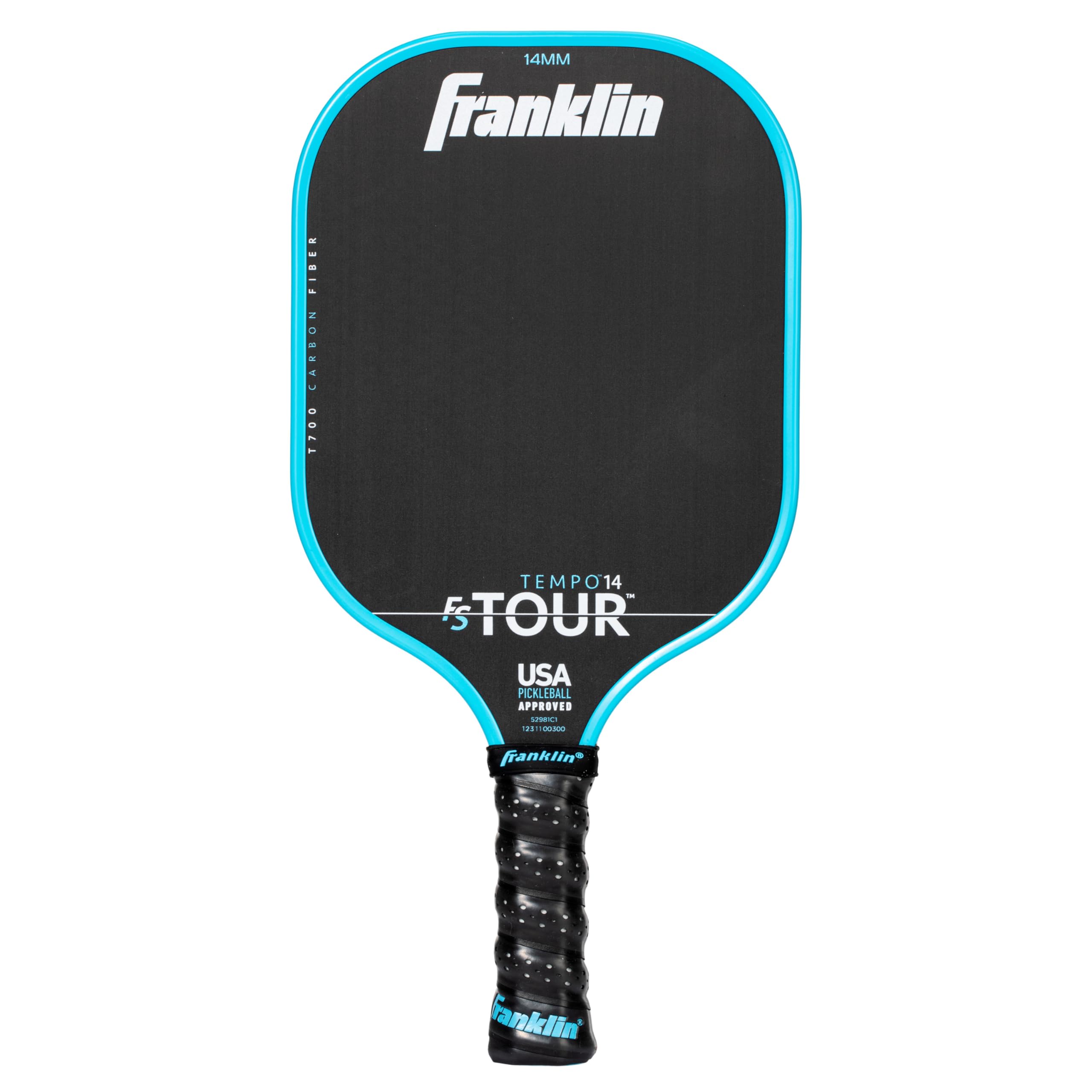 Franklin Sport Pro Pickleball Paddles – FS Tour Series Carbon Fiber Pickleball Paddles – Ufficiale USA Pickleball (USAPA) approvato – Tempo Pro Player Paddle – 14 mm Polymer Core – Blu