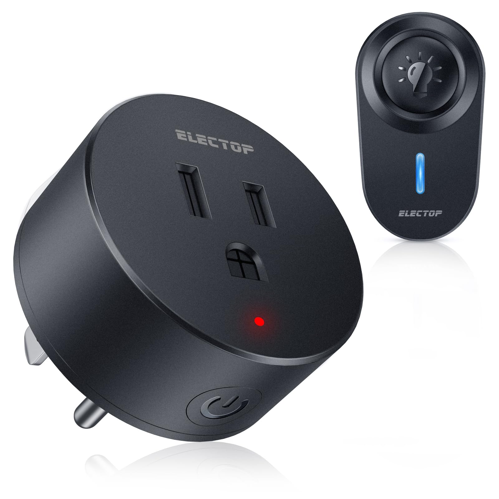 Remote Control Outlet, ELECTOP 15A/1500W Wireless Outlet Power Switch, No Wire Long Range Electrical Switch Plug On/Off for Lights, Fans, Christmas Lights, Household Appliance, 4000V Anti Surge Black