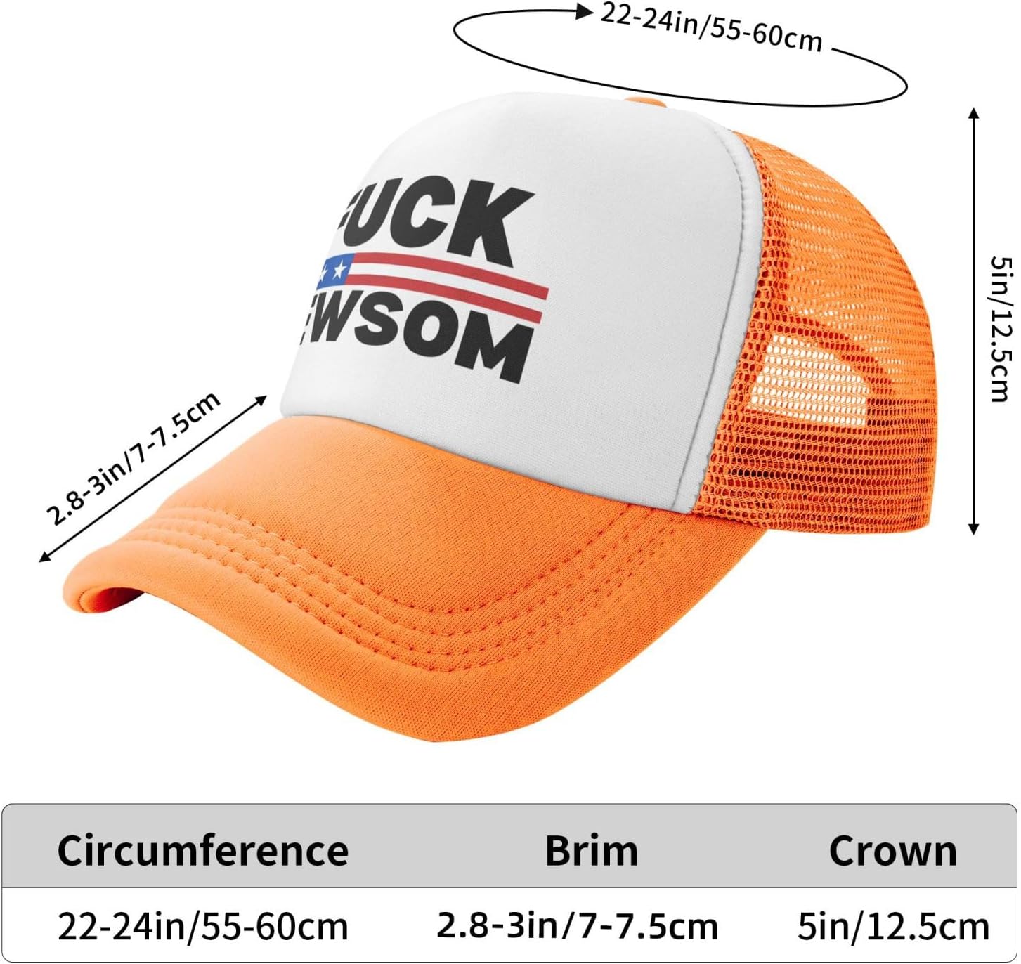Fuck Newsom Hat Gavin Newsom Sucks Anti Newsom Mesh Hat Men Women Baseball Cap Trucker Hat Orange