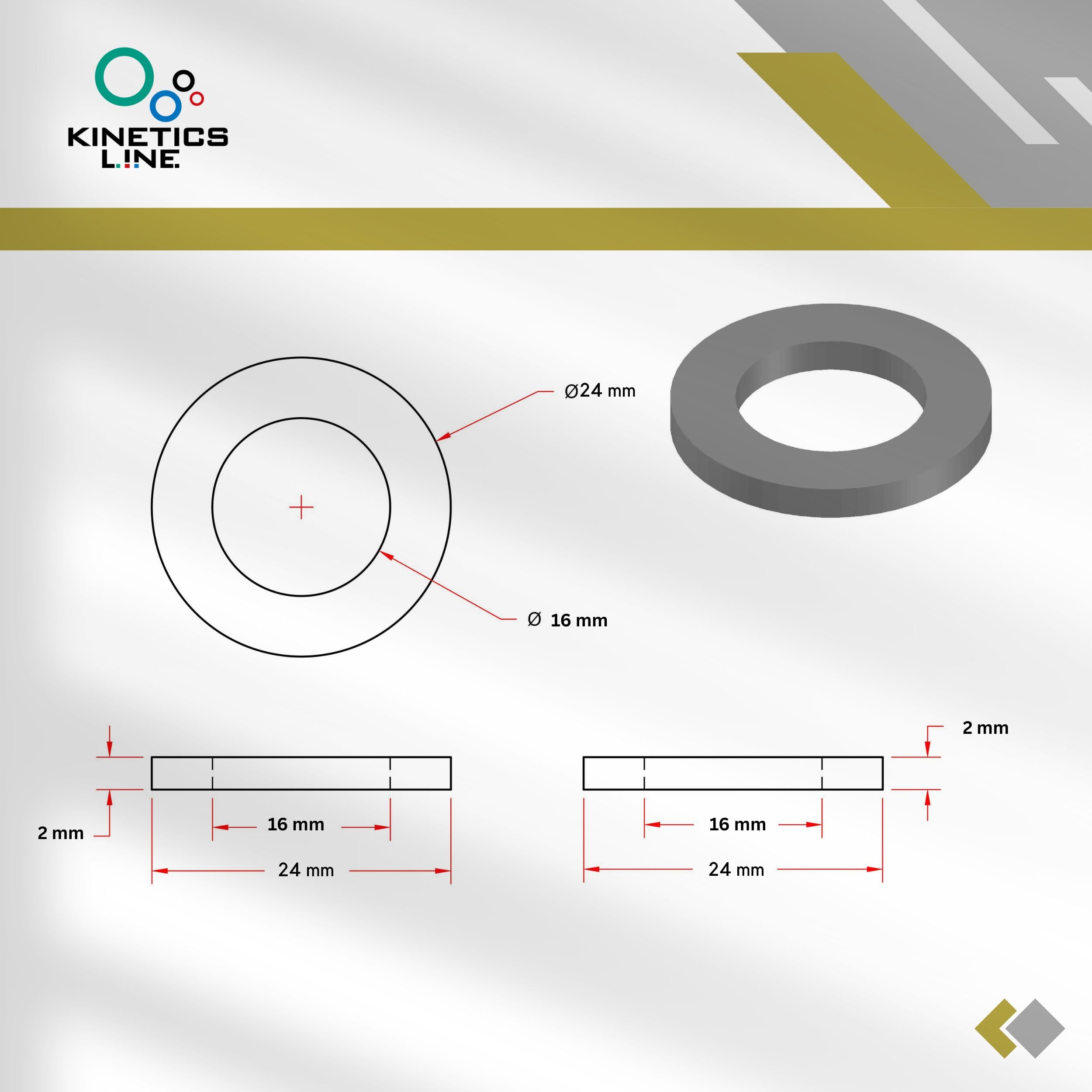 Joint Plat Flexible 3/4" (24×16×2 mm) – 25 Pièces – Jusqu’à 350°C