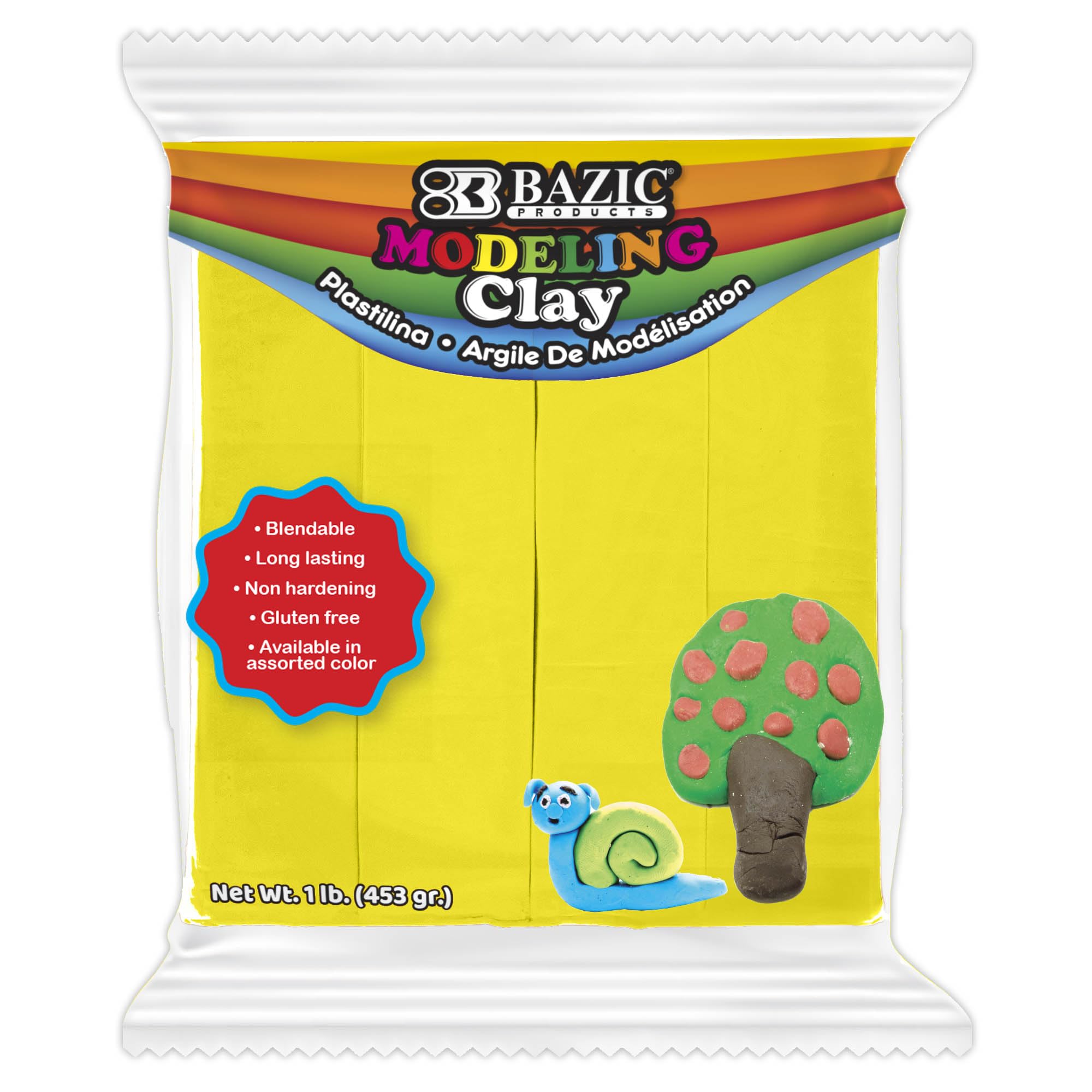 Modeling Clay Yellow Color 1 LB, Modeling Dough Art Craft Non Toxic Gift for Artist, Bulk for Classroom, 1-Pack