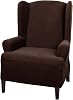 MAYTEX Mills Pixel Ultra Soft Stretch Wing Back Arm Furniture Cover 1 Piece Chocolate Brown Chair Slipcover