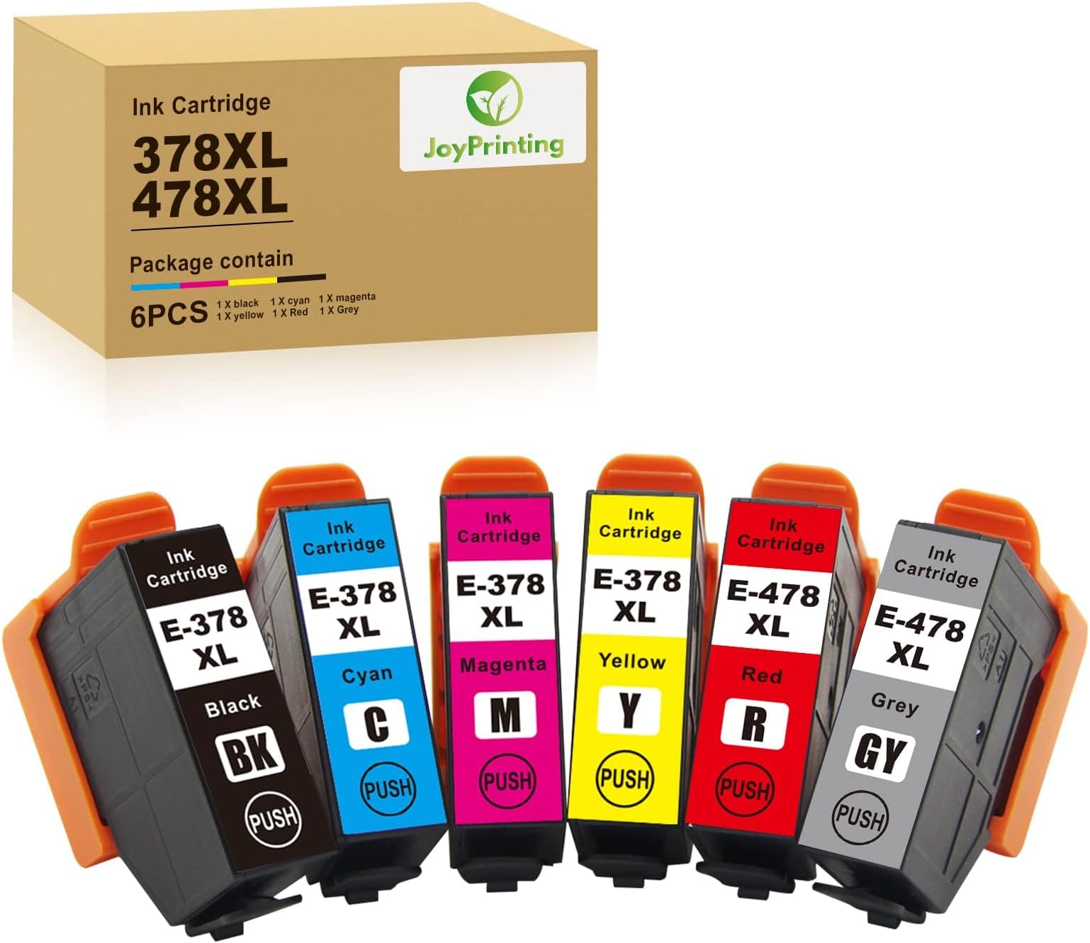 378XL 478XL Ink Cartridge Compatible 378 478XL Ink Cartridges Replacement for Expression Photo XP-15000 C13T379D4010 (Black Cyan Magenta Yellow Red Grey 6 Pack)