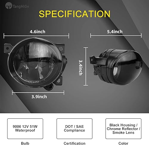 Miniatura 3 de TangMiGe Faros antiniebla para Volkswagen GTIVolkswagen Jetta 2006 2007 2008 2009 2010, repuesto de faros antiniebla premium (VW GTIJetta), 1 par,
