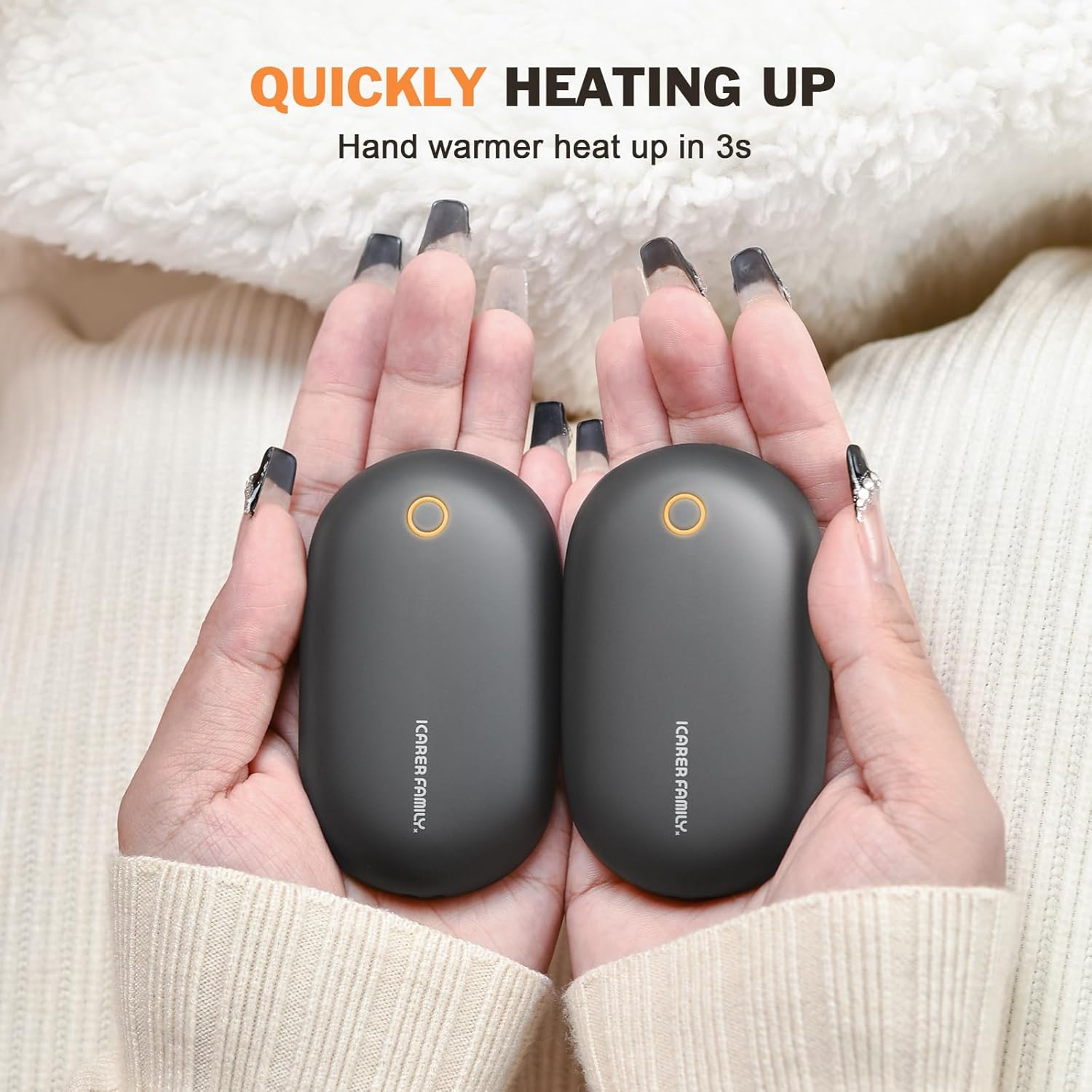 Hand Warmers Rechargeable, 2 Pack Magnetic Warmer Body Instant Heating, 5,000 mAh for 8 Hrs Pocket Size Electric Warmer Reusable for Outdoor, Indoor, Camping Gift for Man Women - Image 5