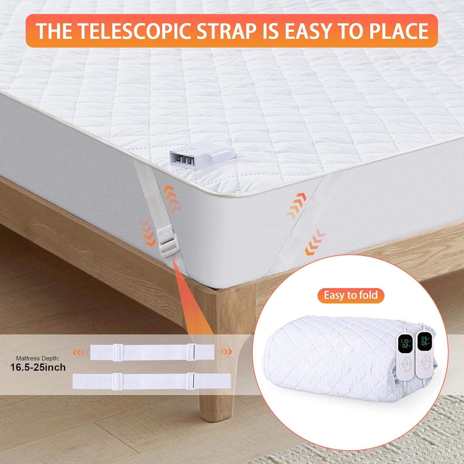 Heated Mattress Pad, Electric Mattress Pad Full Size 75'' x 54'', Bed Warmer with Dual Controller, 10 Heat Settings, 12 Hour Timer Auto Shut Off, Machine Washable