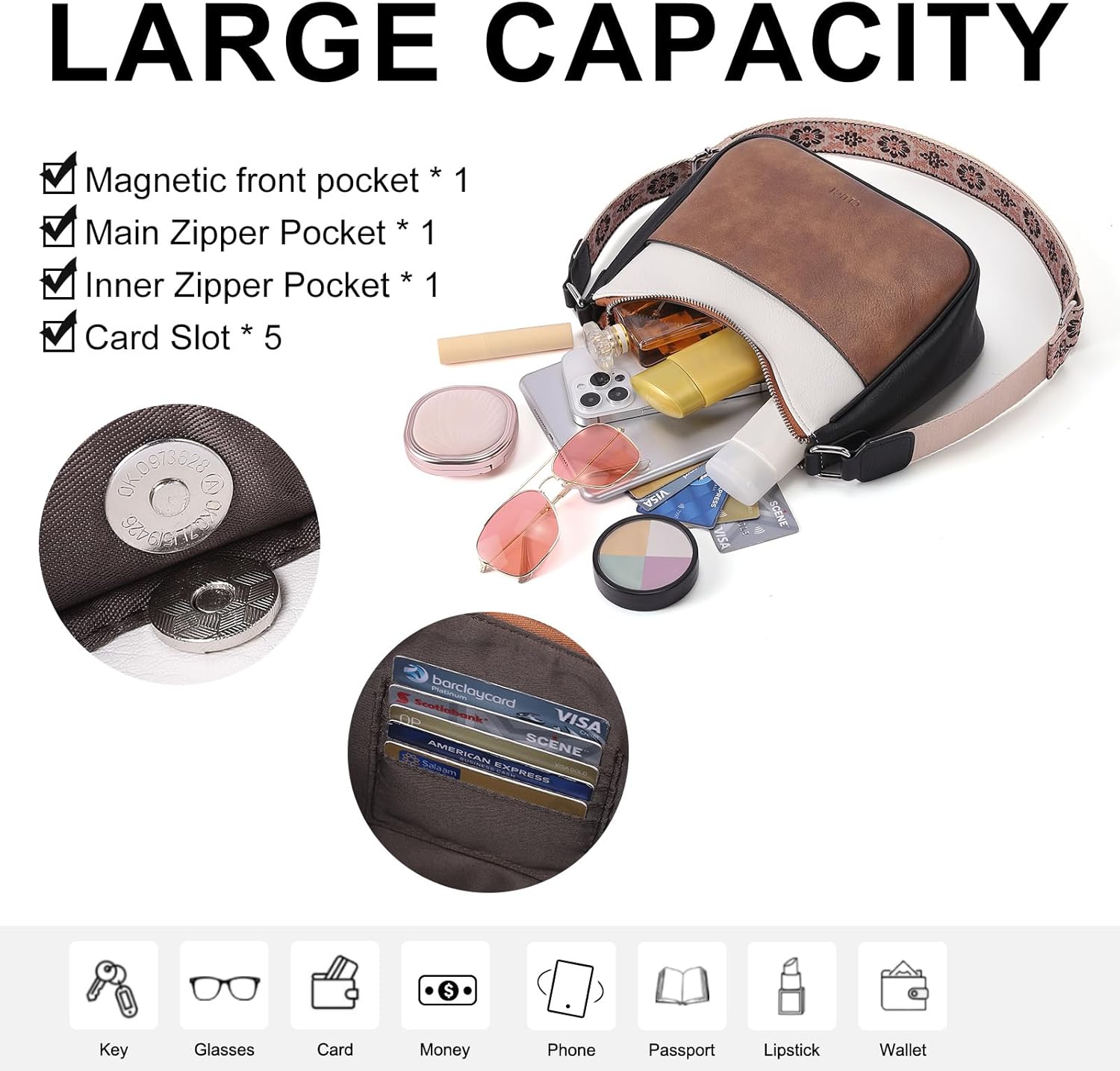 CLUCI Purses for Women Leather Crossbody Bags for Women Crossbody Purse Shoulder Bag for Women with Adjustable Strap - Image 3