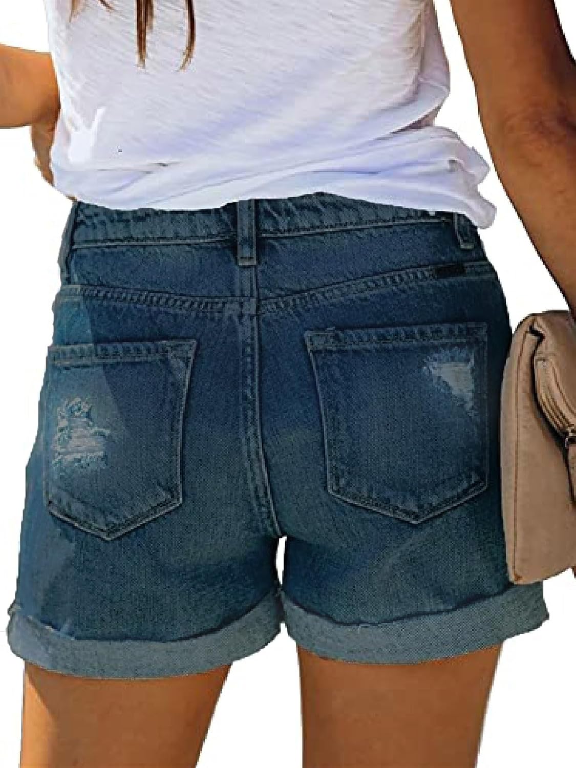 NEYOUQE Women's Denim Shorts High Waisted Ripped Distressed Button Short Frayed Jeans Stretchy Casual Fashion Jean 2025