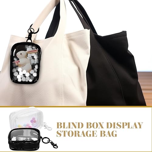 Miniatura 3 de Toyvian 2 bolsas pequeñas de almacenamiento para muñecas, figuras de acción, bolsa transparente con llavero, organizador con cremallera, caja de