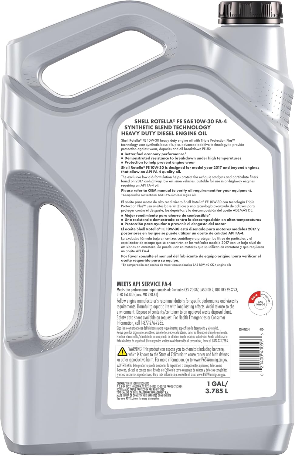 Shell Rotella T5 FE 10W-30 Synthetic Blend Diesel Engine Oil, 1 Gallon (3 Pack)