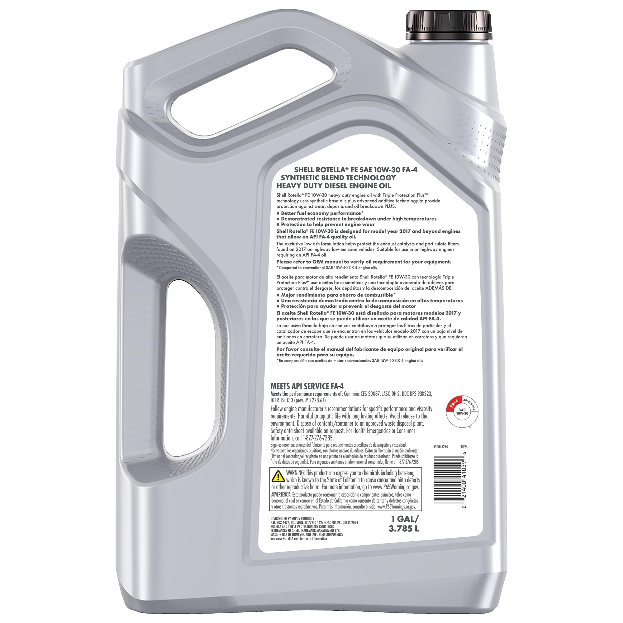 Shell Rotella T5 FE 10W-30 Synthetic Blend Diesel Engine Oil, 1 Gallon (3 Pack)